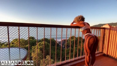I Put The Little Bitch To Suck On The Hotel Balcony With A Beautiful View Of The Beach, I Hope No One Has Seen Us